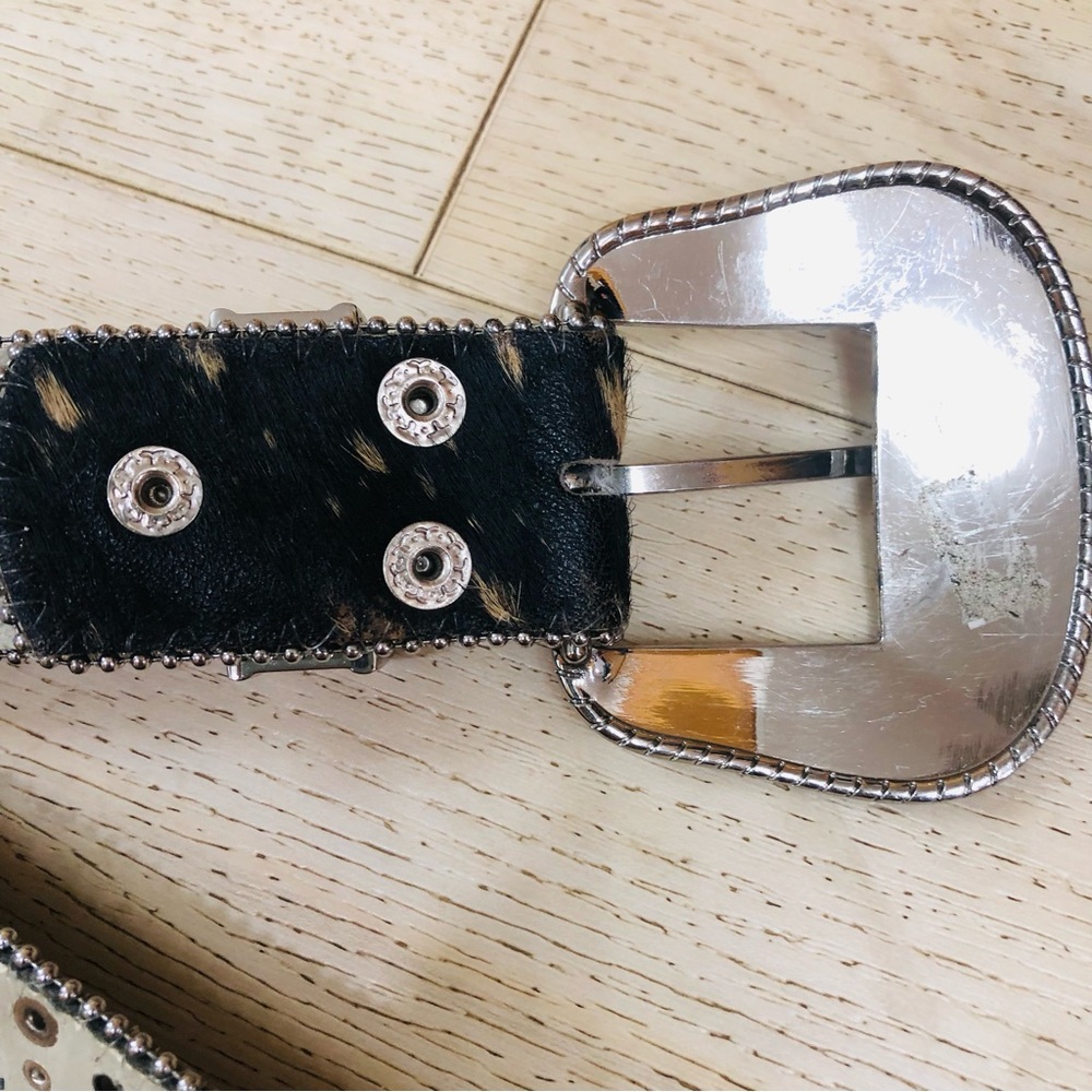 BHW leather Western Belt with Rhinestones - Picture 4 of 5